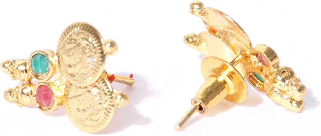 یووبلا جواهرات ست گردنبند سنتی سکه ای معبد، ترکیبی از سکه لاکشمی قرمز و سبز به همراه گوشواره، مناسب دختران و زنان یووبلا جواهرات ست گردنبند سنتی سکه ای معبد، ترکیبی از سکه لاکشمی قرمز و سبز به همراه گوشواره، مناسب دختران و زنان