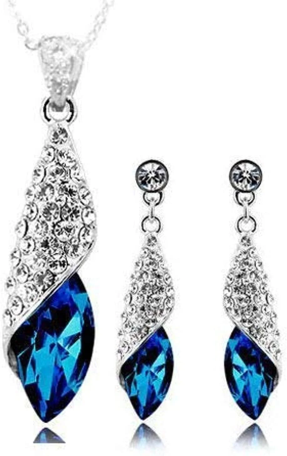 ست جواهرات گردنبند کریستالی زنانه Youbella با گوشواره و دستبند (Ybcrs_Combo_00023، آبی)