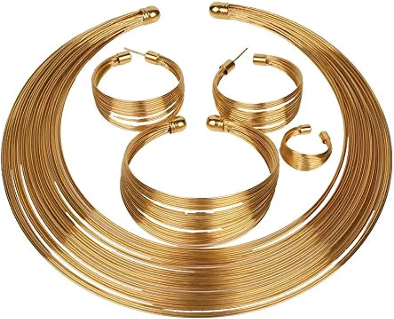 ست گردنبند و جواهرات شیک YouBella، روکش طلایی، مناسب بانوان (طلایی) (YBNK_5773)