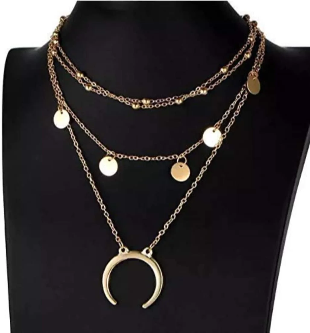 یوتبلا زیورآلات مد گردنبند و گوشواره روکش طلایی ست جواهرات زنانه و دخترانه (طلایی) (YBNK_50370)، متوسط، برنج، بدون سنگ قیمتی