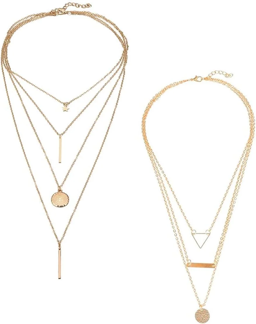 یوتبلا جواهرات، ست شیک دو زنجیر گردنبند برای زنان و دختران