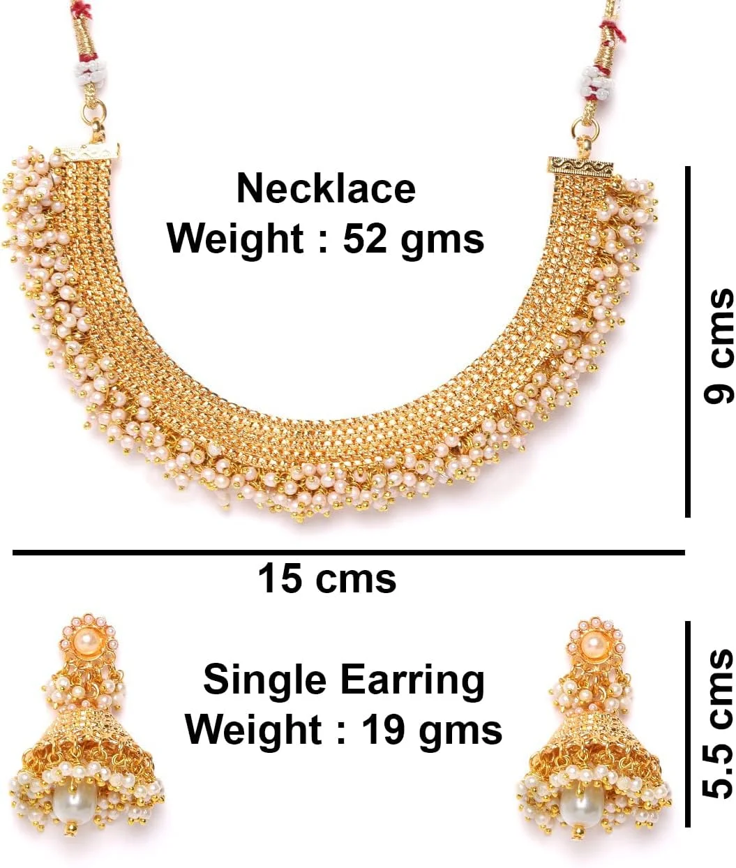 ست جواهرات زنانه با روکش طلای YouBella (طلایی) (YBNK_5005D) ست جواهرات زنانه با روکش طلای YouBella (طلایی) (YBNK_5005D)