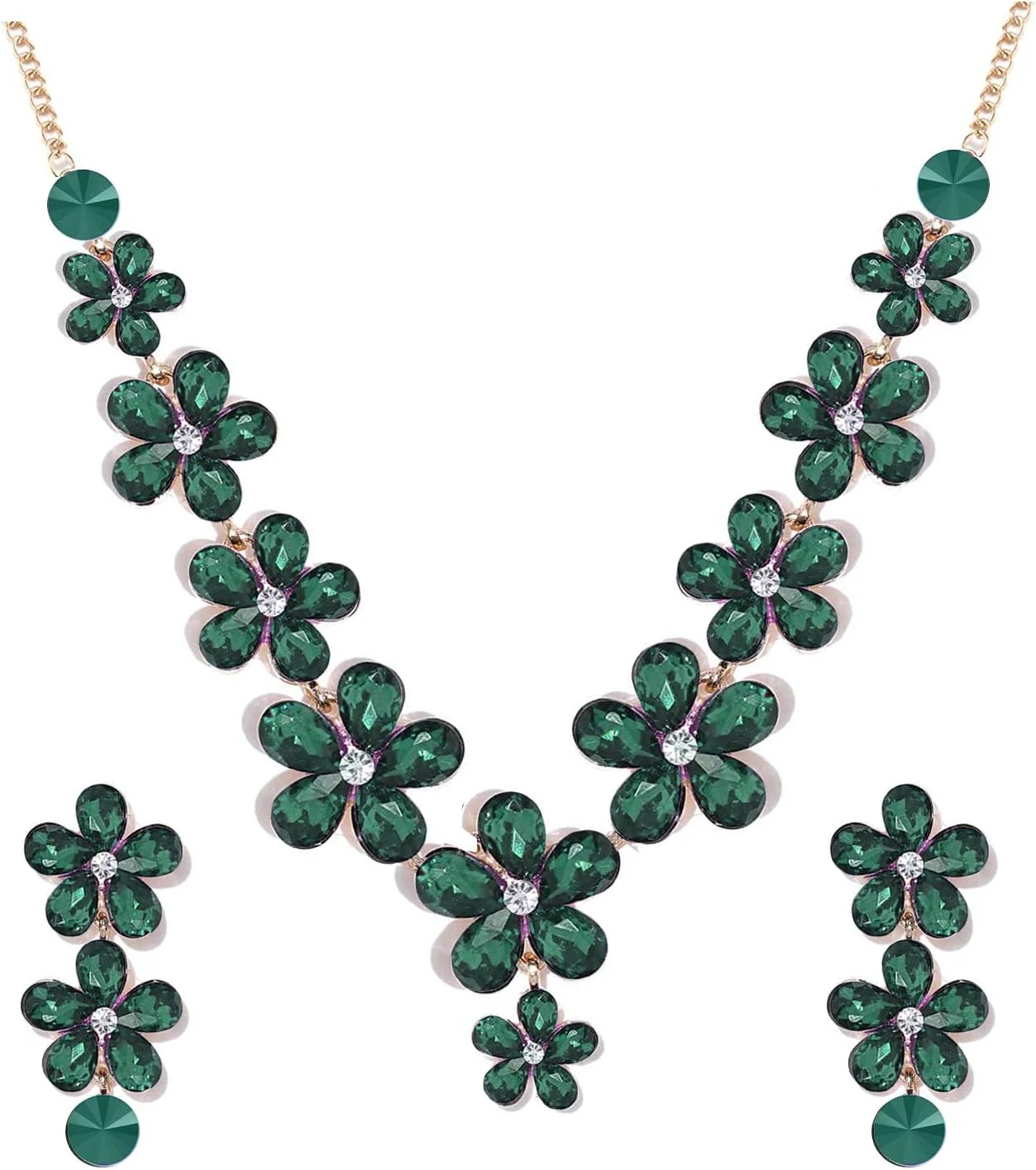 YouBella Jewellery ست گردنبند کریستالی روکش طلایی زنانه