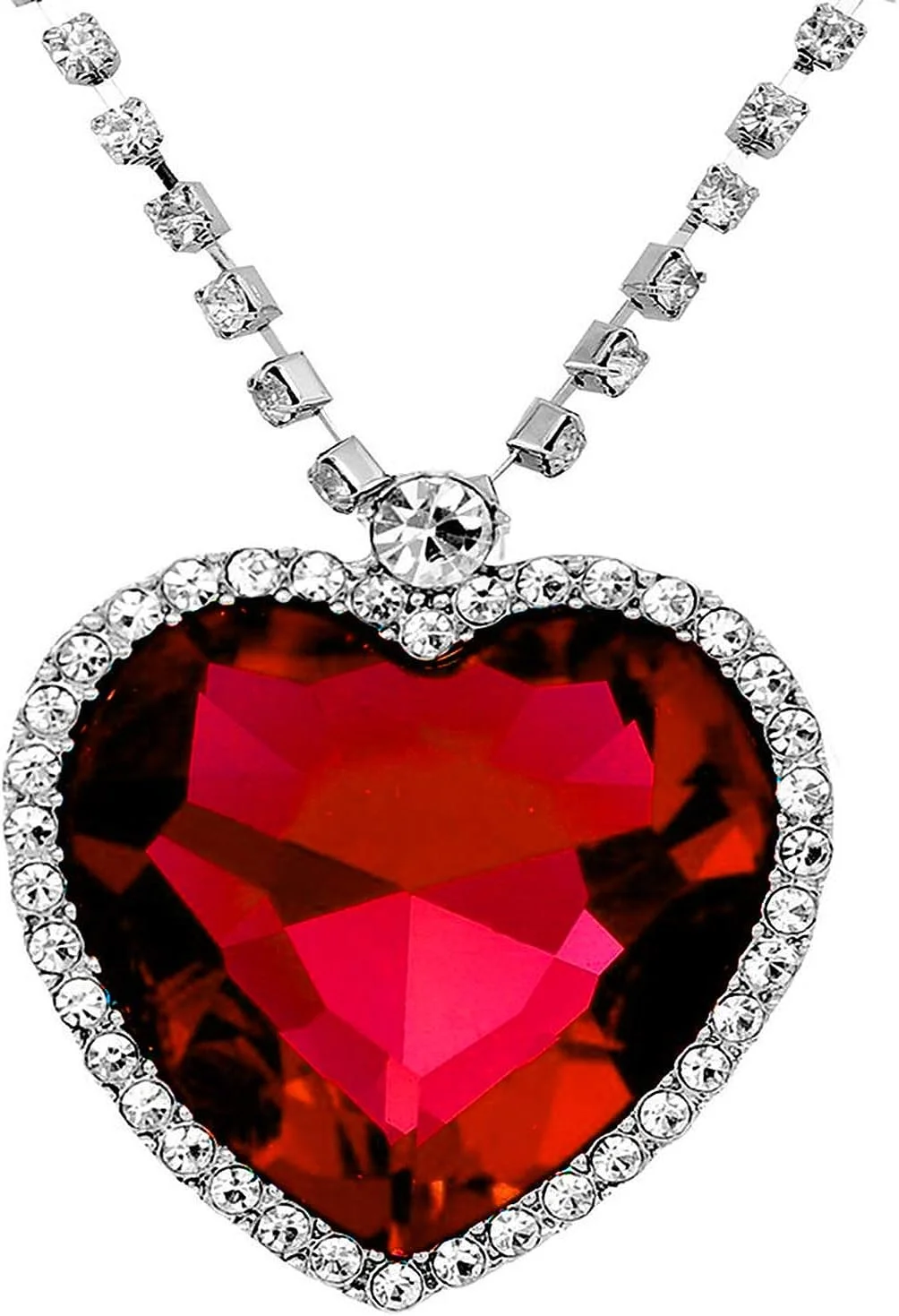گردنبند قلب کریستالی تایتانیک YouBella Jewellery برای دختران، گردنبند آویز مد روز، جواهرات برای دختران و زنان (قرمز)