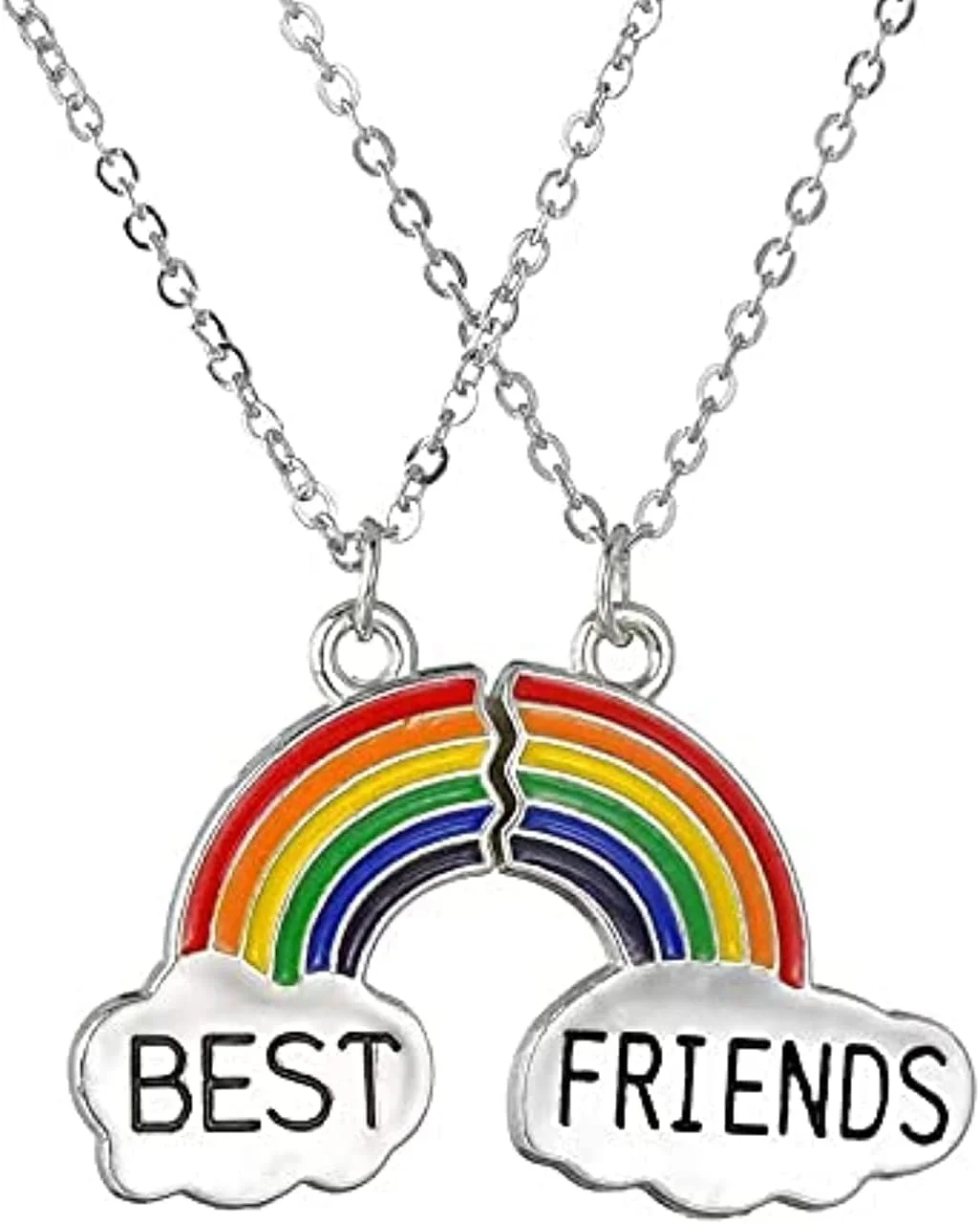 گردنبند زنجیره ای نقره ای رنگین کمانی بهترین دوستان YouBella Jewellery برای دختران و زنان (چند رنگ) (YBNK_50163)