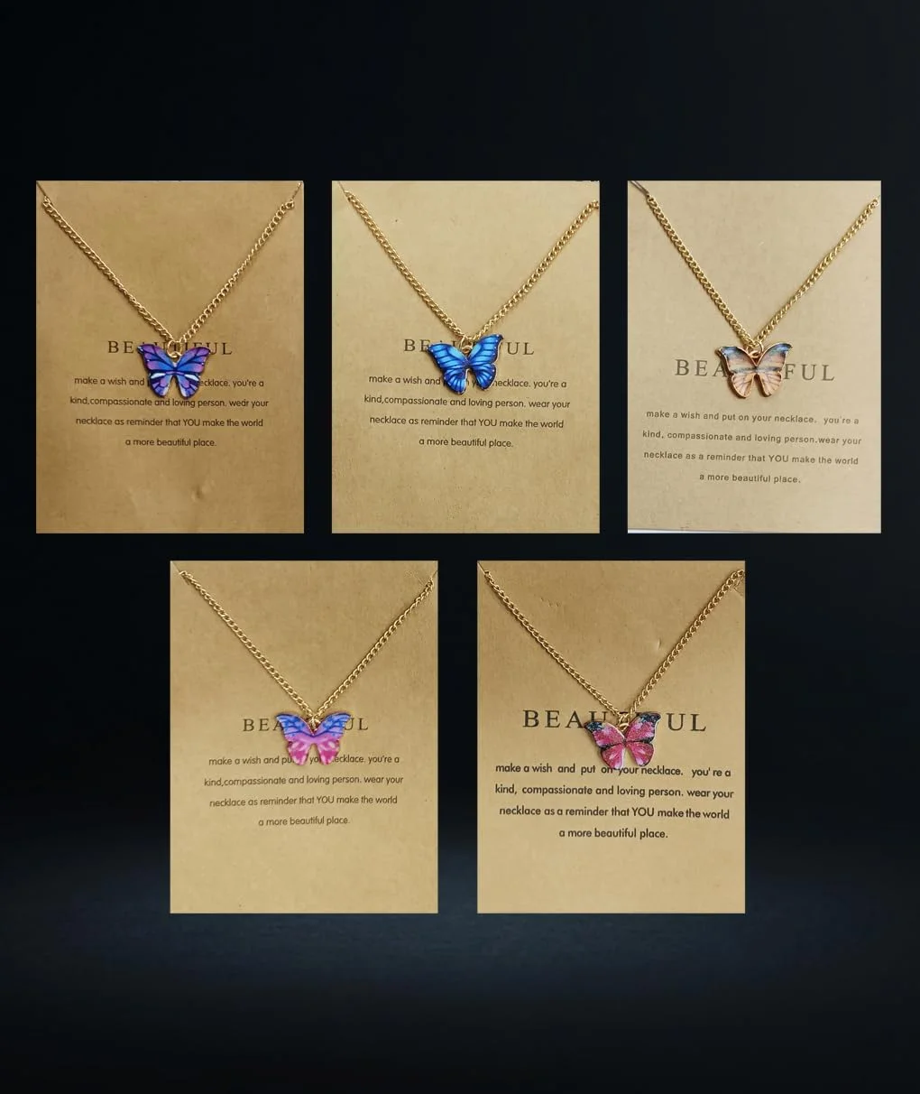 ست گردنبند و جواهرات پروانه ای شیک 5 تکه YouBella Fashion Jewellery برای زنان، هدیه گردنبند آویز برای دختران (چند رنگ) (YBNK_50616) ست گردنبند و جواهرات پروانه ای شیک 5 تکه YouBella Fashion Jewellery برای زنان، هدیه گردنبند آویز برای دختران (چند رنگ) (YBNK_50616)