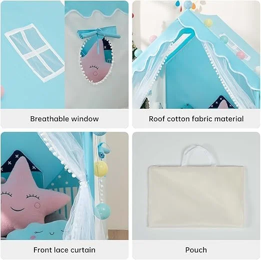 چادر بازی کودک Vphome، به همراه چراغ های ستاره ای، قلعه شاهزاده خانم مناسب بازی های سرگرم کننده و تخیلی، خانه اسباب بازی کودکان، دکوراسیون جشن تولد (آبی، 99x119x130 سانتی متر) چادر بازی کودک Vphome، به همراه چراغ های ستاره ای، قلعه شاهزاده خانم مناسب بازی های سرگرم کننده و تخیلی، خانه اسباب بازی کودکان، دکوراسیون جشن تولد (آبی، 99x119x130 سانتی متر)