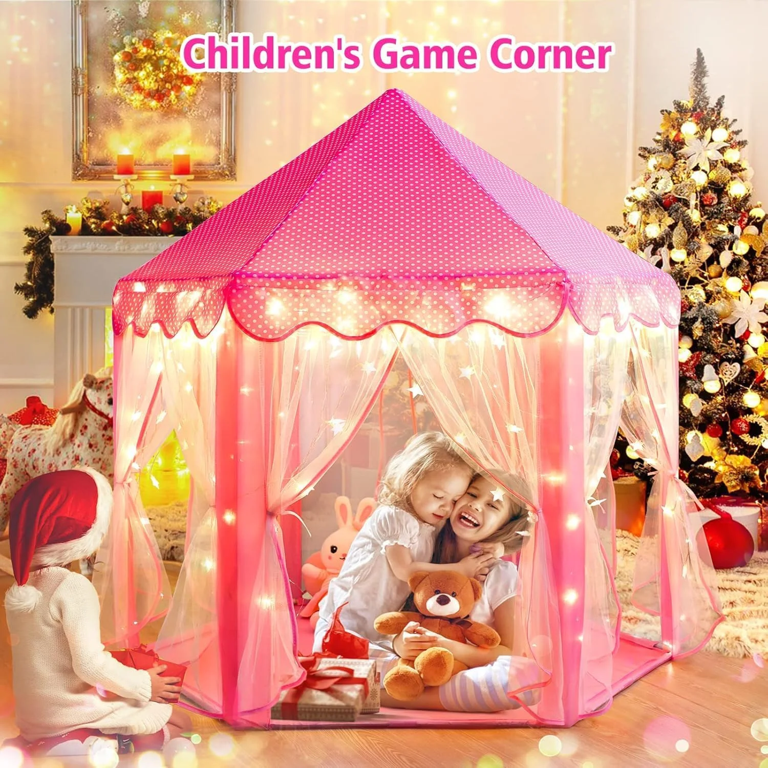 Princess Tent,Girls Large Playhouse,Children's Castle Play Tent,Princess Playroom,Pink Castle,Fairytale Tent for Kids Indoor and Outdoor Play,55‘ x 53’ (D x H) Princess Tent,Girls Large Playhouse,Children's Castle Play Tent,Princess Playroom,Pink Castle,Fairytale Tent for Kids Indoor and Outdoor Play,55‘ x 53’ (D x H)