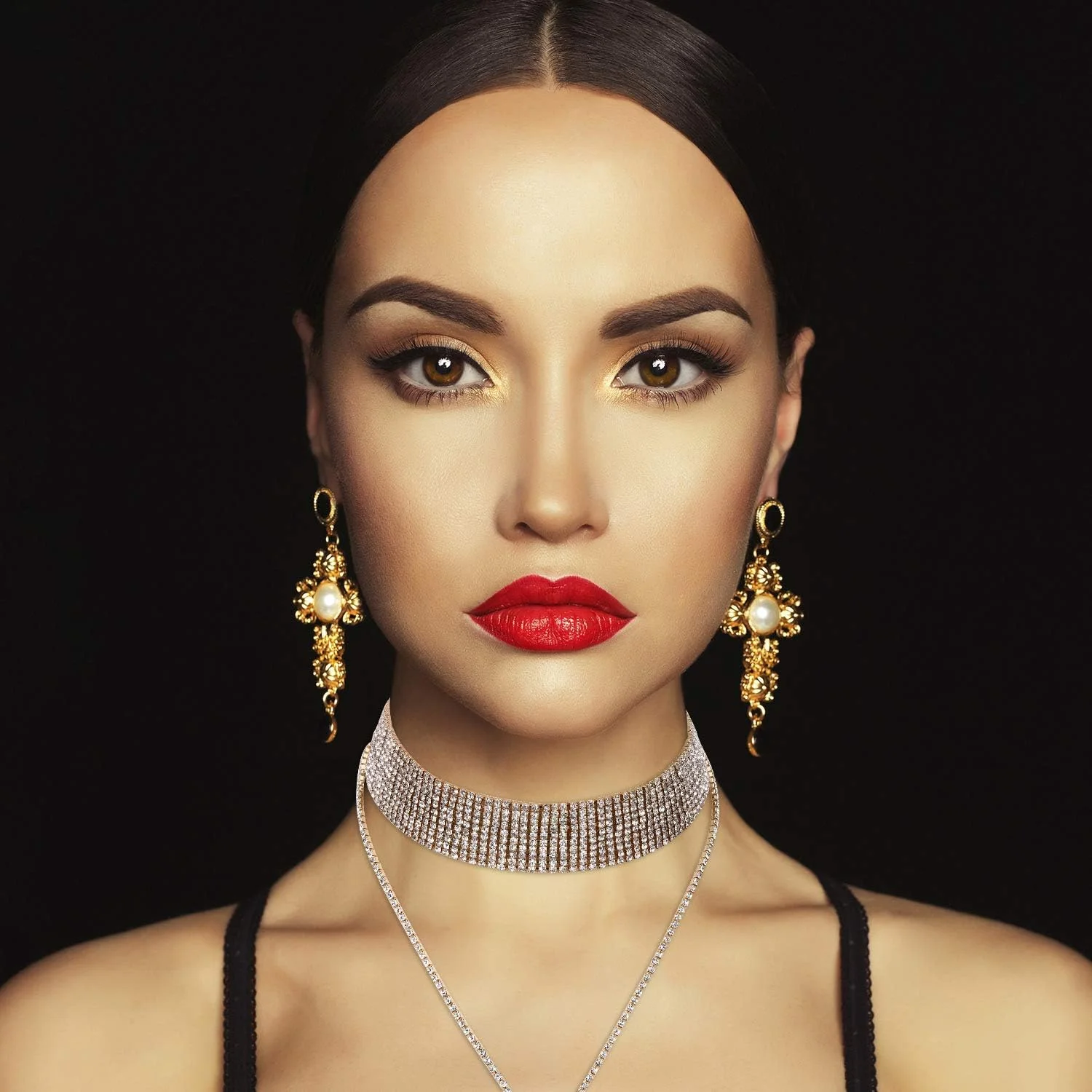 گردنبند چوکر زنانه Excefore، 2 عدد گردنبند پهن چند لایه منگوله ای بدلیجات زنجیره ای منگوله ای برای دختران زنانه گردنبند چوکر زنانه Excefore، 2 عدد گردنبند پهن چند لایه منگوله ای بدلیجات زنجیره ای منگوله ای برای دختران زنانه