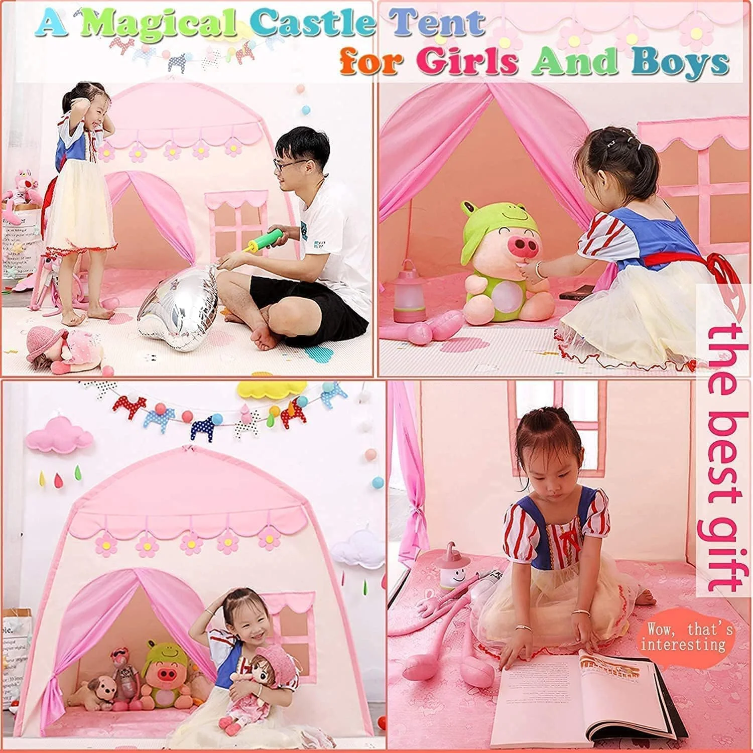 چادر بازی پرنسس برای دختران/چادر بازی کودکان، خانه بازی کودکان برای داخل و خارج از منزل، هدیه تولد پسران و دختران (اتاق گل با نور توپی) چادر بازی پرنسس برای دختران/چادر بازی کودکان، خانه بازی کودکان برای داخل و خارج از منزل، هدیه تولد پسران و دختران (اتاق گل با نور توپی)