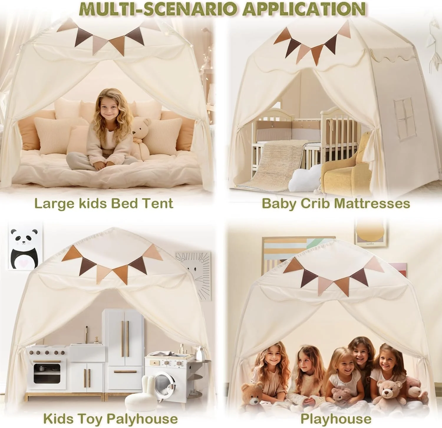 چادر بازی بزرگ کودکانه با پرچم، چراغ های ستاره ای، تیپی تاشو و قابل حمل، سایبان تخت برای پسران و دختران، خانه بازی چادری سرپوشیده و فضای باز، هدیه تولد کودک، 150x100x150 سانتی متر، کرم چادر بازی بزرگ کودکانه با پرچم، چراغ های ستاره ای، تیپی تاشو و قابل حمل، سایبان تخت برای پسران و دختران، خانه بازی چادری سرپوشیده و فضای باز، هدیه تولد کودک، 150x100x150 سانتی متر، کرم