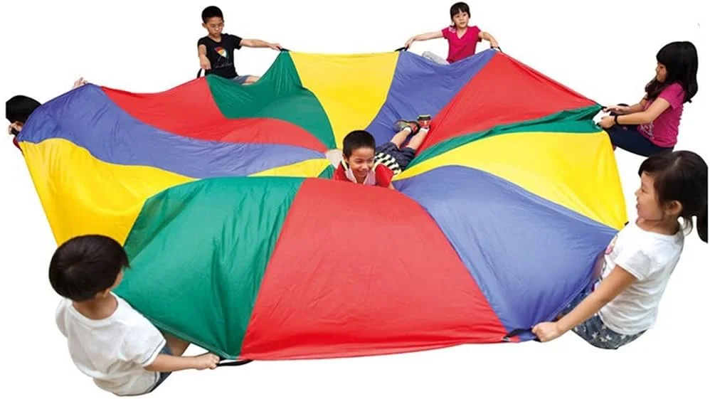چتر بازی کودکان | آموزش فیزیکی مهد کودک | چادر بازی داخلی و خارجی (اندازه: 5 متر)