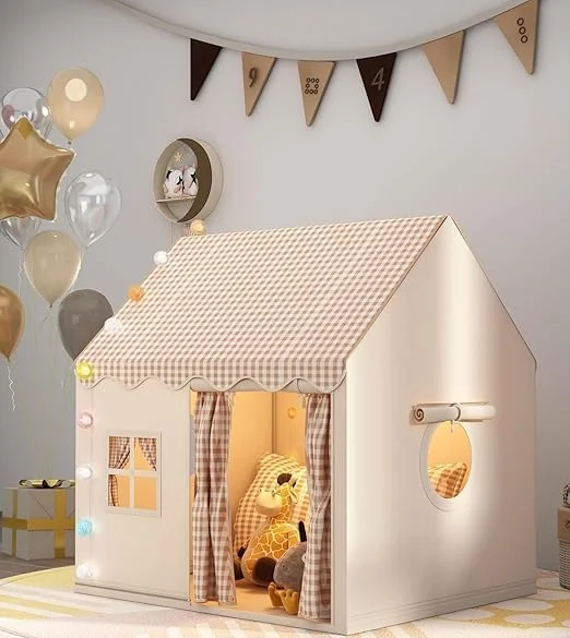 چادر بازی بزرگ کودکانه مناسب فضای داخلی و خارجی به همراه چراغ های LED، چادر بازی کودک نوپا، چادر بازی مناسب فضای باز، چادر قلعه پرنسس کودک، اسباب بازی اتاق بازی کودکان مناسب پسران و دختران 3 تا 10 سال