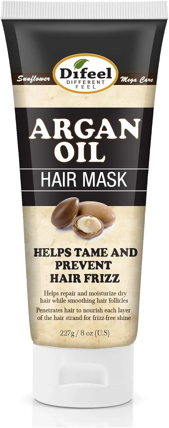 ماسک مو روغن آرگان دیفیل، 236 میلی لیتر - درمان عمیق مو برای موهای خشک و رنگ شده - کمک به ترمیم، آبرسانی و جلوگیری از وز شدن مو