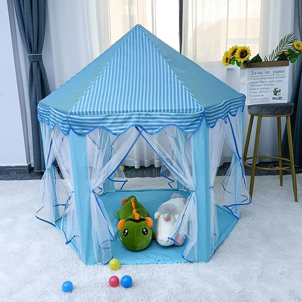 چادر بازی کودکانه برای فضای داخلی و خارجی، تیپی بازی کودک برای دکوراسیون اتاق کودک، قلعه شاهزاده و شاهزاده خانم، چادر پایگاه مخفی پسرانه و دخترانه (RE1113B)