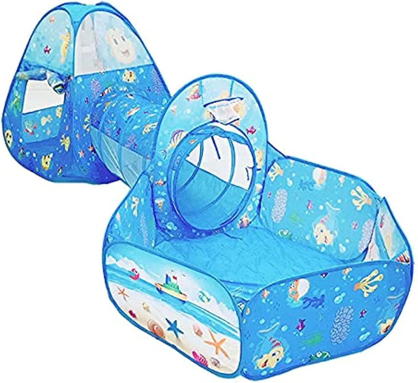 چادر بازی تاشو 3 در 1 کودکانه طرح خال خال با تونل، استخر توپ و کیف زیپ دار