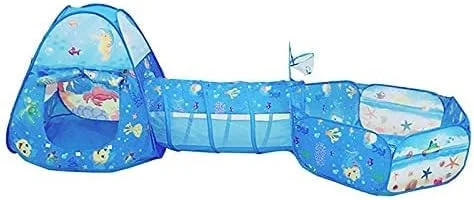 چادر بازی تاشو 3 در 1 کودکانه طرح خال خال با تونل، استخر توپ و کیف زیپ دار