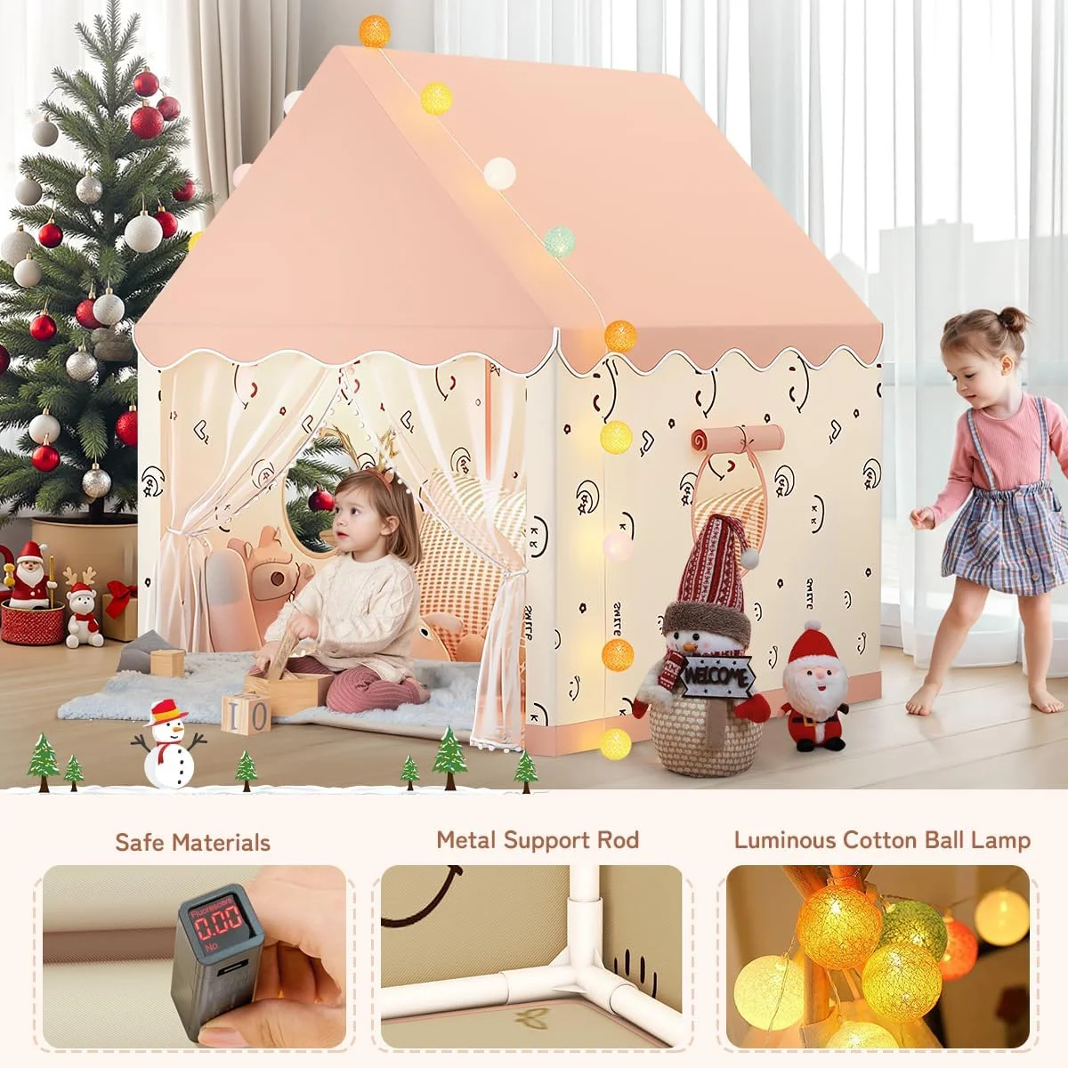 چادر بازی بزرگ کودکانه مناسب فضای داخلی و خارجی به همراه چراغهای LED، چادر بازی کودک نوپا، خانه بازی بیرونی برای چادر قلعه پرنسس کودک، اسباب بازی اتاق بازی داخلی برای پسران و دختران 3 تا 10 ساله (صورتی 2) چادر بازی بزرگ کودکانه مناسب فضای داخلی و خارجی به همراه چراغهای LED، چادر بازی کودک نوپا، خانه بازی بیرونی برای چادر قلعه پرنسس کودک، اسباب بازی اتاق بازی داخلی برای پسران و دختران 3 تا 10 ساله (صورتی 2)