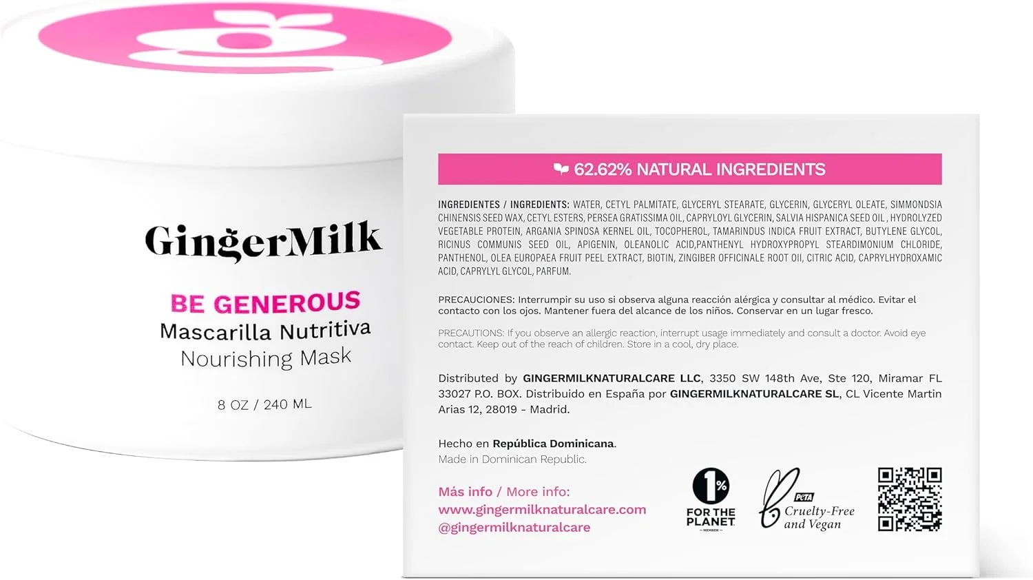 ماسک ترمیم کننده عمیق مو برای موهای خشک و فر - روغن کرچک، بیوتین، زنجبیل - بدون سولفات - Be Generous از Ginger Milk - 8 اونس