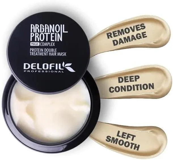 ماسک مو کلاژن دلوفیل 300 میلی لیتر، نرم کننده عمیق برای موهای خشک و آسیب دیده، موهای رنگ شده، موهای دکلره شده، موهای فر، بعد از شامپو برای انواع مو