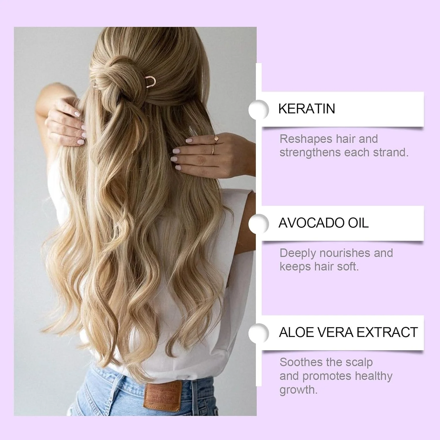 ماسک مو کراتین بنفش Detroitrain، نرم کننده مرطوب کننده Detroitrain، ماسک مو Power Purple، نرم کننده عمیق برای موهای خشک و آسیب دیده، آبرسان و احیا کننده نرمی (3 عدد)