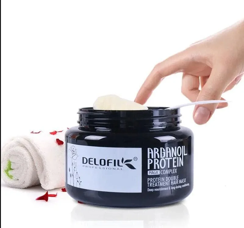 ماسک مو کلاژن دلوفیل 300 میلی لیتر، نرم کننده عمیق برای موهای خشک و آسیب دیده، موهای رنگ شده، موهای دکلره شده، موهای فر، بعد از شامپو برای انواع مو