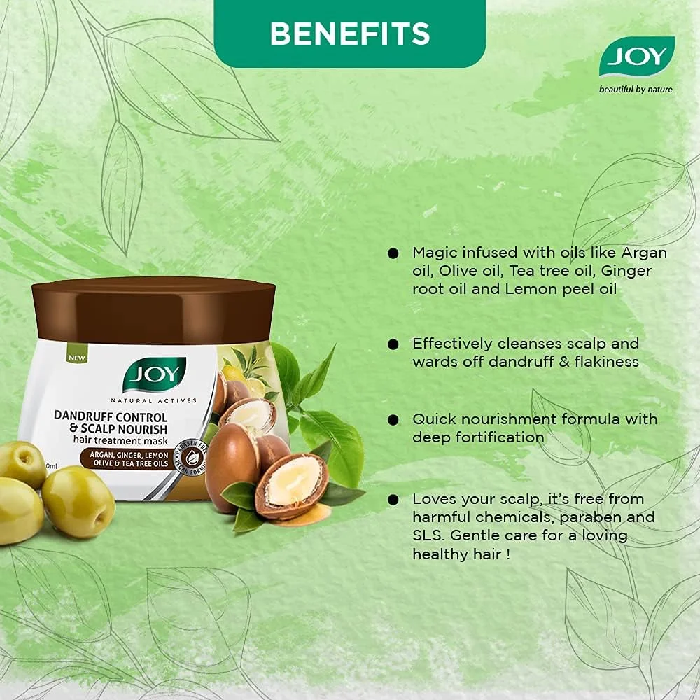 ماسک موی آرگان اکتیوهای طبیعی جوی، ماسک درمانی کنترل شوره سر و تغذیه کننده پوست سر حاوی روغن آرگان، زنجبیل، لیمو، زیتون و درخت چای، ضد شوره سر، ماسک درمانی مو - فاقد پارابن - 150 میلی لیتر - 1 عدد