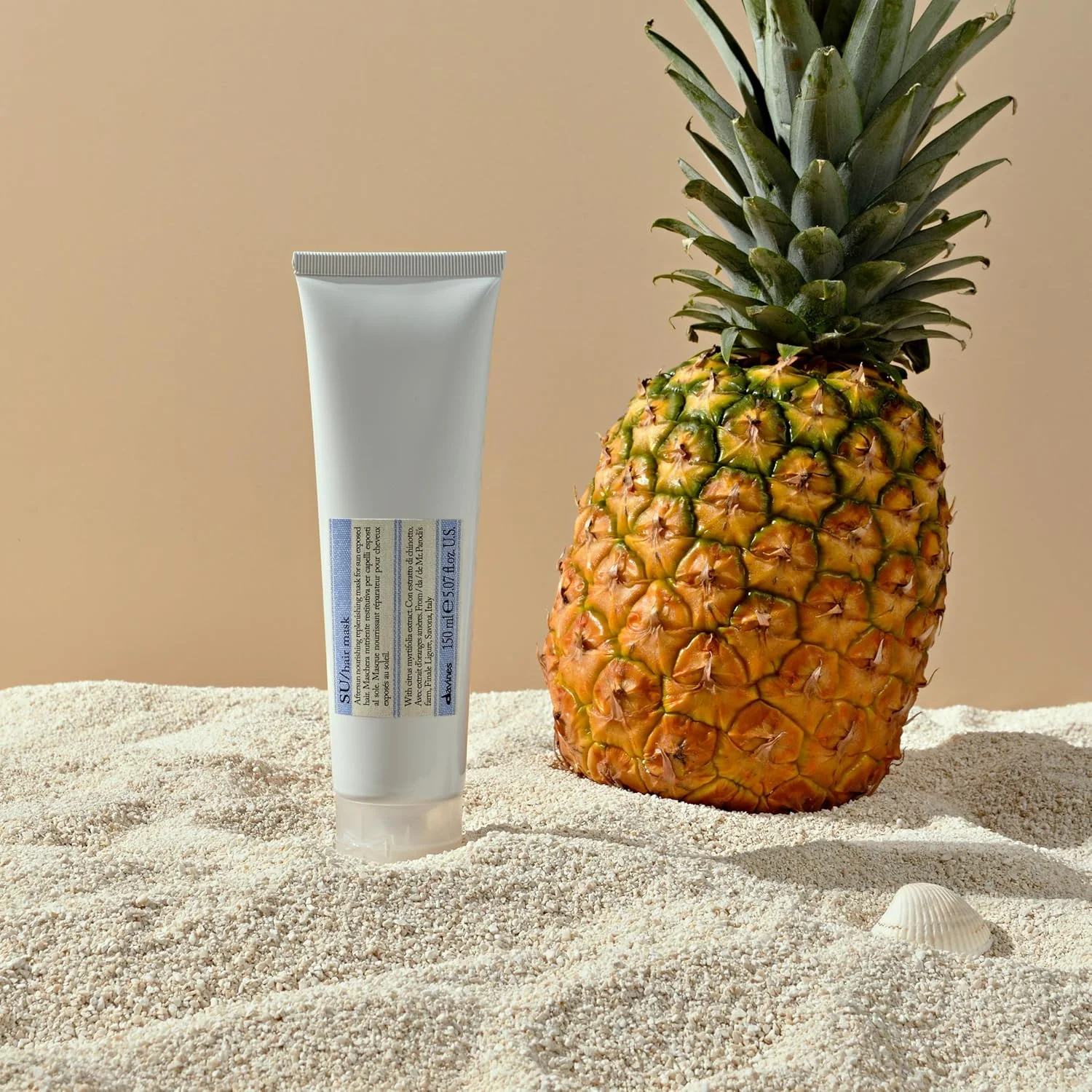 ماسک مو داوینس Su، 150 میلی لیتر. درمان کامل ضد پیری برای موهای آسیب دیده ناشی از آفتاب، کلرید و آب دریا. نرمی، رطوبت و درخشندگی را حتی به خشک ترین موها باز می گرداند. فاقد پارابن.