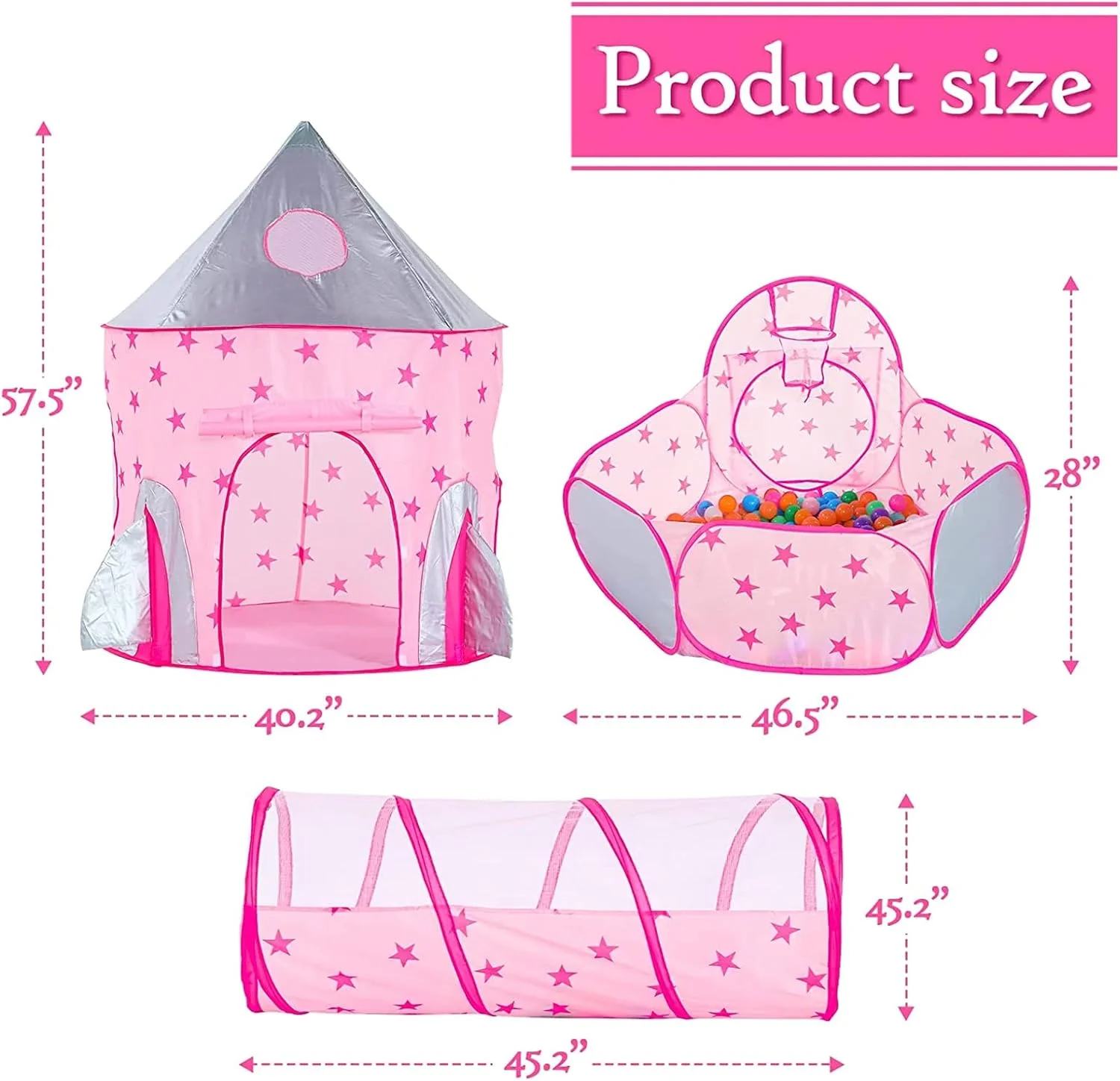 مجموعه 4 تکه چادر بازی کودکانه IS MUHE، تونل خزیدن، استخر توپ، حلقه بسکتبال و چراغ های ستاره ای پاپ آپ قابل حمل با ستاره های درخشان در تاریکی، خانه بازی قلعه کودکان برای دختران و پسران، مناسب برای داخل و خارج از خانه (صورتی) مجموعه 4 تکه چادر بازی کودکانه IS MUHE، تونل خزیدن، استخر توپ، حلقه بسکتبال و چراغ های ستاره ای پاپ آپ قابل حمل با ستاره های درخشان در تاریکی، خانه بازی قلعه کودکان برای دختران و پسران، مناسب برای داخل و خارج از خانه (صورتی)