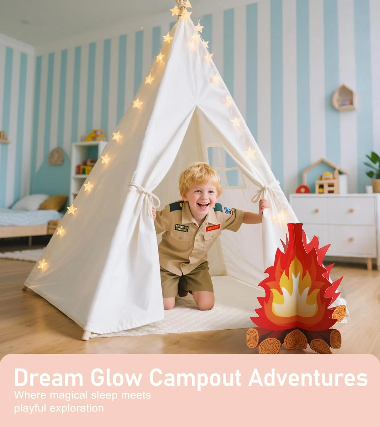 چادر بازی تپه ای تاشو کودکانه Little Dove به همراه کیف حمل، بنر، چراغ های تزئینی، پر، زیرانداز، چهار میله - رنگ سفید خام - نسخه جدید چادر بازی تپه ای تاشو کودکانه Little Dove به همراه کیف حمل، بنر، چراغ های تزئینی، پر، زیرانداز، چهار میله - رنگ سفید خام - نسخه جدید