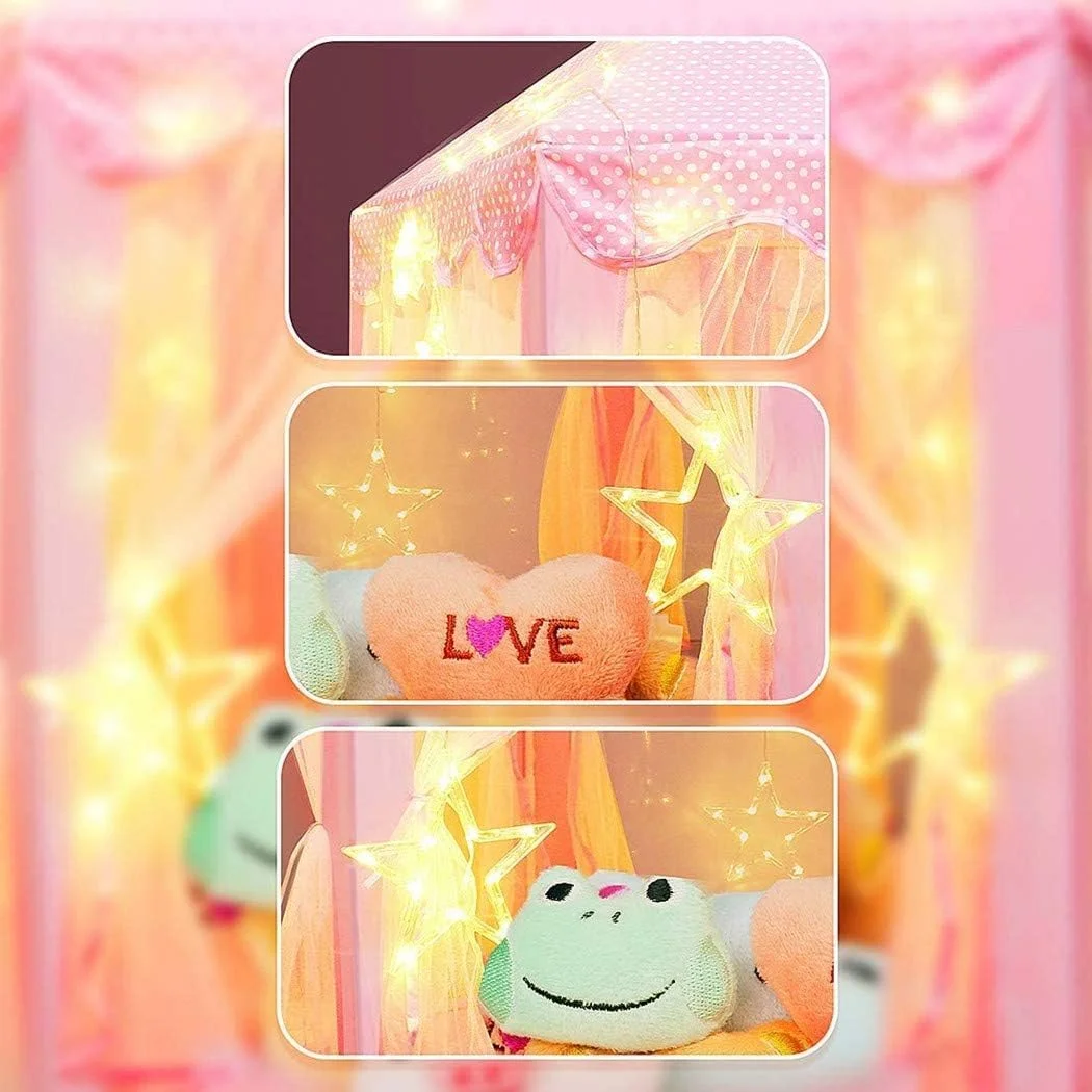 چادر بازی خانه قلعه پرنسس لیموس با چراغ های ستاره ای چادر بازی خانه قلعه پرنسس لیموس با چراغ های ستاره ای