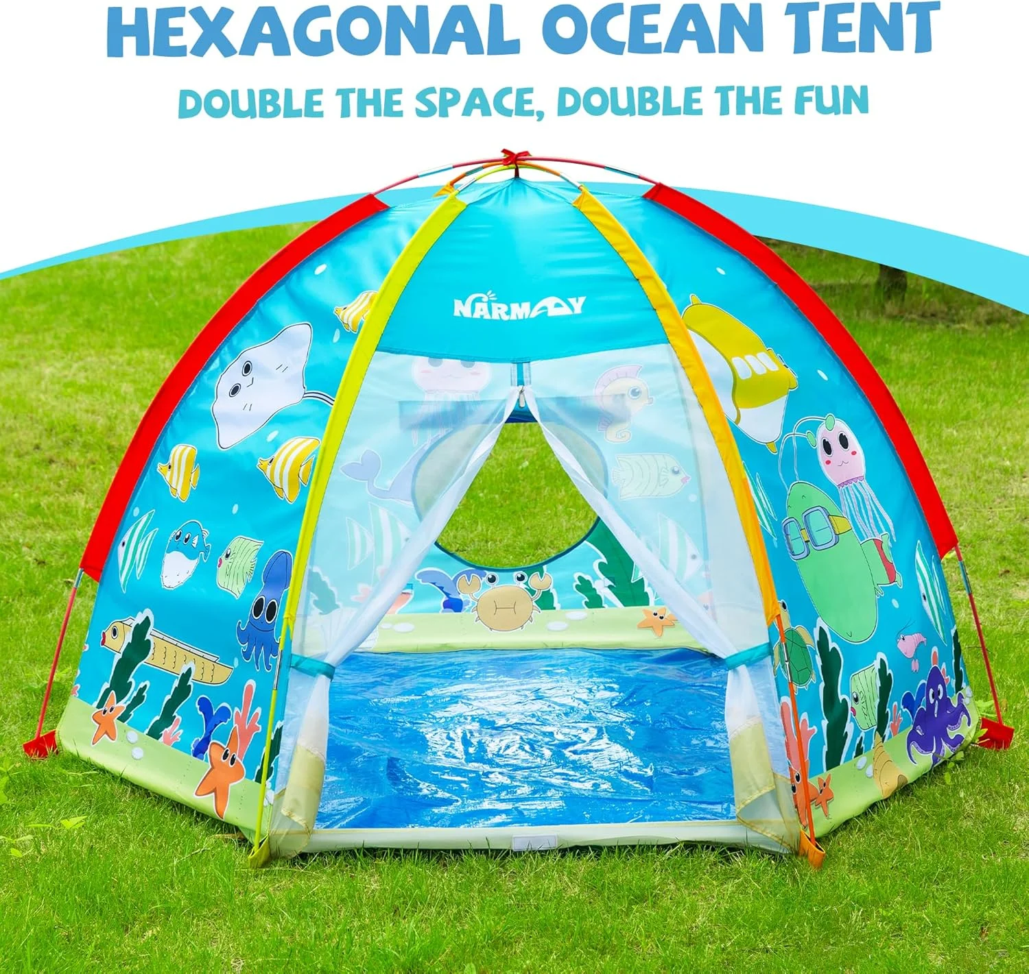 چادر بازی کودک نارمی مدل دنیای اقیانوس، مناسب بازی در فضای داخلی و خارجی - ابعاد 182x152x106 سانتی متر