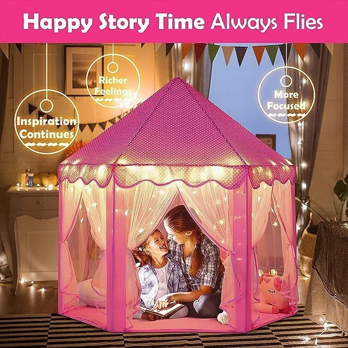 چادر بازی خانه قلعه پرنسس لیموس با چراغ های ستاره ای چادر بازی خانه قلعه پرنسس لیموس با چراغ های ستاره ای