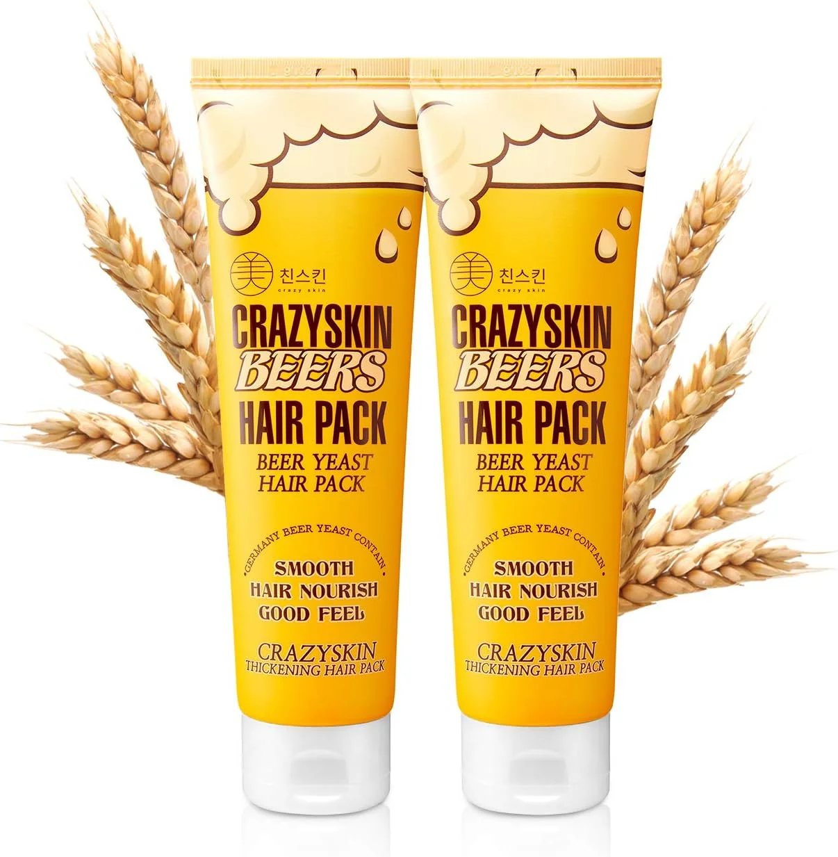 ماسک مو با عصاره مخمر آبجو CRAZY SKIN - پروتئین pH5.5، کراتین، روغن آرگان/کاملیا، کلاژن برای ترمیم و موهای رنگ شده 400 میلی لیتر