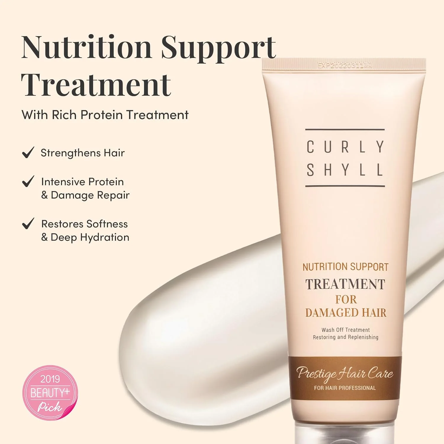 درمان تقویتی مو کرلی شیل، 250 میلی لیتر | درمان مغذی موی حرفه ای با پروتئین ابریشم غنی شده برای موهای به شدت آسیب دیده | دو بار در هفته استفاده شود | فاقد پارابن