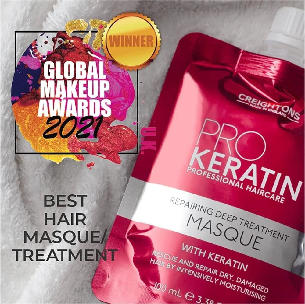 ماسک ترمیم کننده موی کراتین Creightons Pro (۱۰۰ میلی لیتر) - فرموله شده با کراتین. احیا و ترمیم موهای خشک و آسیب دیده با آبرسانی شدید