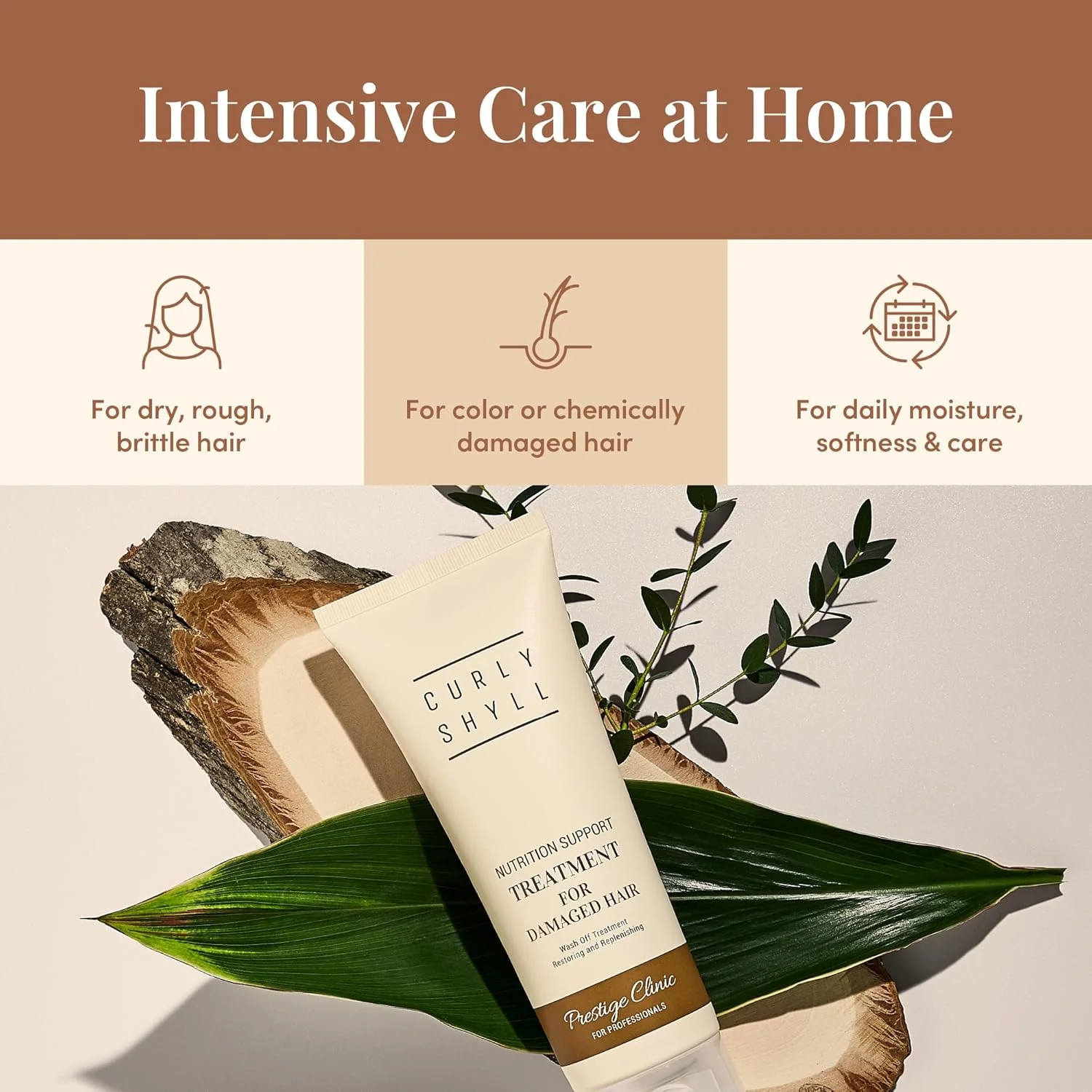 درمان تقویتی مو کرلی شیل، 250 میلی لیتر | درمان مغذی موی حرفه ای با پروتئین ابریشم غنی شده برای موهای به شدت آسیب دیده | دو بار در هفته استفاده شود | فاقد پارابن