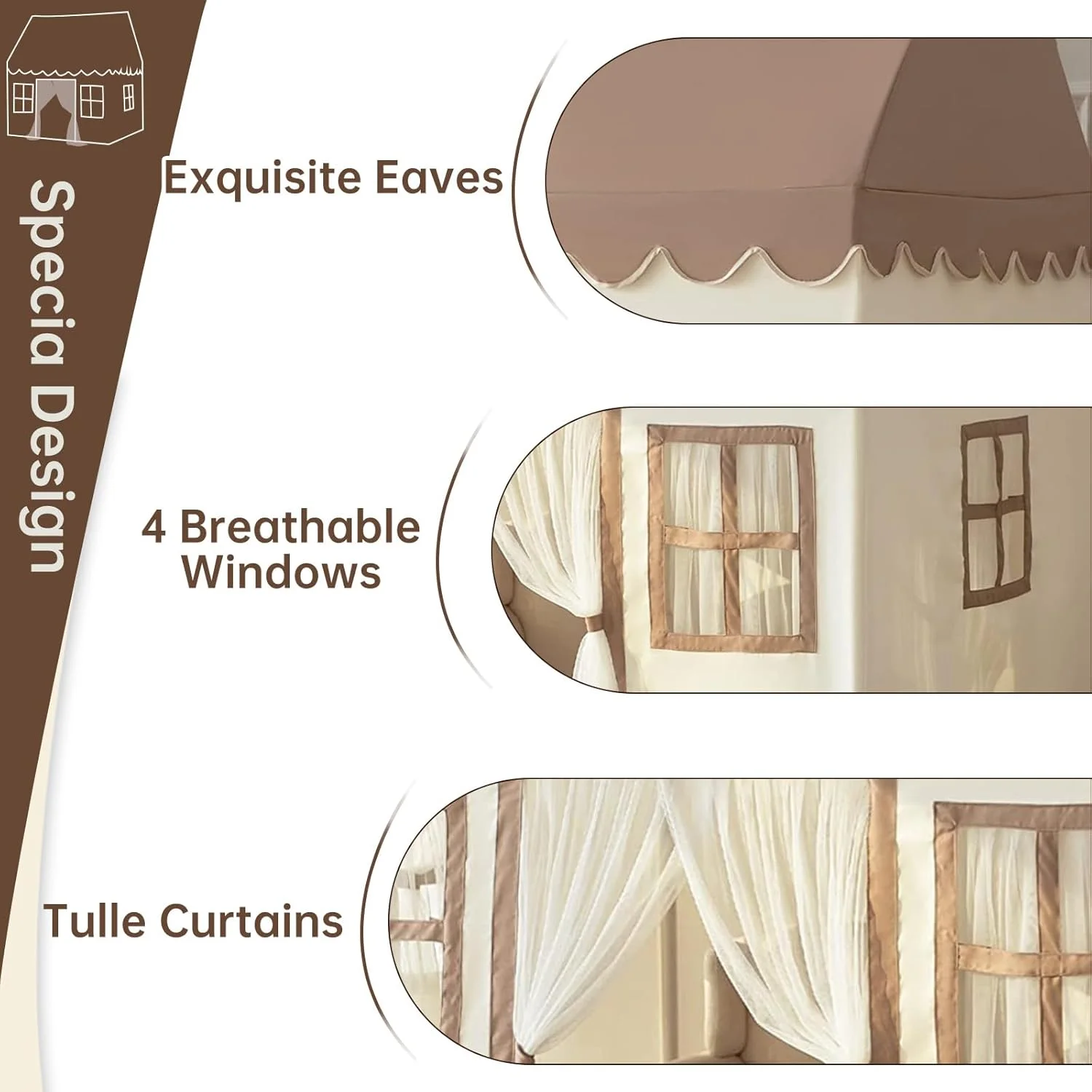 خانه چادری بزرگ کودکان مناسب فضای داخلی و خارجی به همراه زیرانداز ساده، ریسه چراغ و بنر - چادر بازی کودک نوپا با تزئینات جشن تولد، خانه بازی قلعه شاهزاده خانم، ایده آل برای دختران و پسران بالای 3 سال (خاکی) خانه چادری بزرگ کودکان مناسب فضای داخلی و خارجی به همراه زیرانداز ساده، ریسه چراغ و بنر - چادر بازی کودک نوپا با تزئینات جشن تولد، خانه بازی قلعه شاهزاده خانم، ایده آل برای دختران و پسران بالای 3 سال (خاکی)