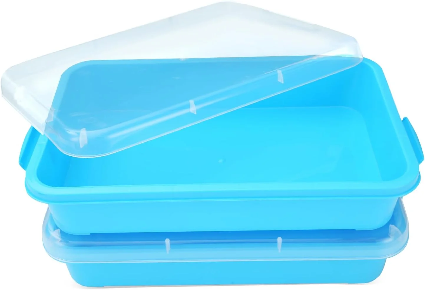 جعبه شن بازی کودک AtMini به همراه درب، اسباب بازی حسی سطل شن برای فعالیت شن بازی کودکان، سینی پلاستیکی برای آب، شن، مهره و موارد دیگر (بسته 2 عددی)