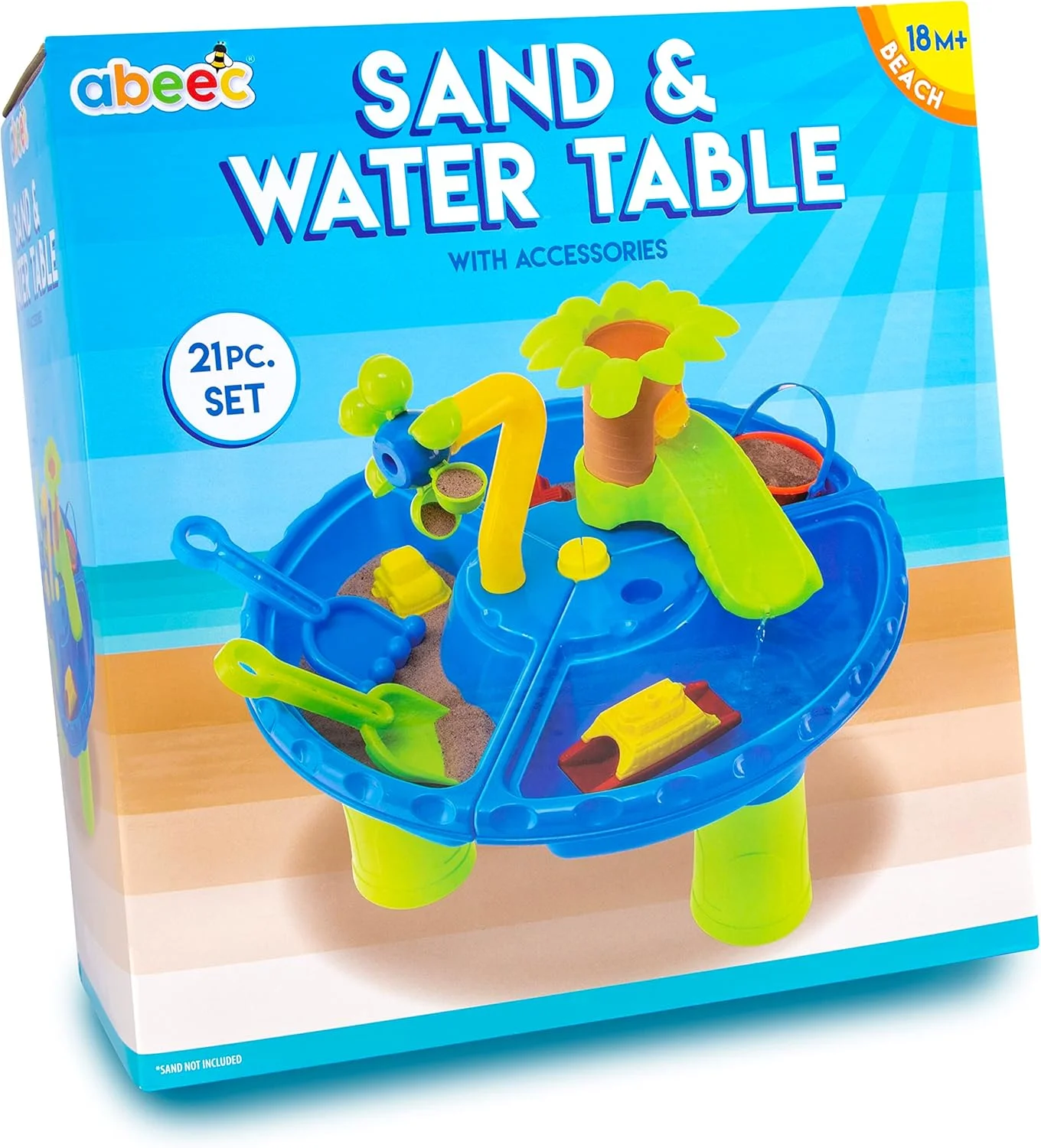 میز شن و آب abeec - میز بازی آب و شن - اسباب بازی های شن - تجهیزات بازی در فضای باز کودکان - اسباب بازی های فضای باز کودکان - چرخ آبی، اشکال شن، قایق های پلاستیکی و اسباب بازی های بیشتر برای گودال شن