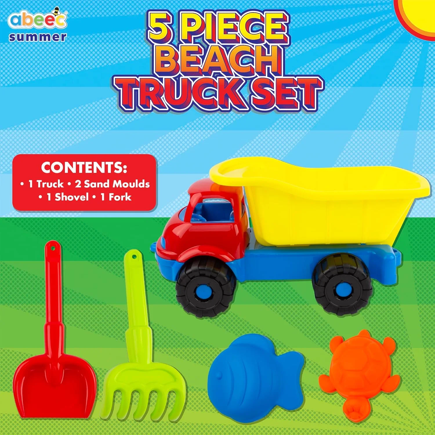 مجموعه اسباب بازی ساحلی کامیون آبعیک - اسباب بازی های بزرگ ساحلی برای کودکان 18 ماه به بالا | کامیون کمپرسی، قالب های شن، بیل و چنگک | مجموعه بازی شن و آب در فضای باز برای کودکان نوپا و کودکان مجموعه اسباب بازی ساحلی کامیون آبعیک - اسباب بازی های بزرگ ساحلی برای کودکان 18 ماه به بالا | کامیون کمپرسی، قالب های شن، بیل و چنگک | مجموعه بازی شن و آب در فضای باز برای کودکان نوپا و کودکان