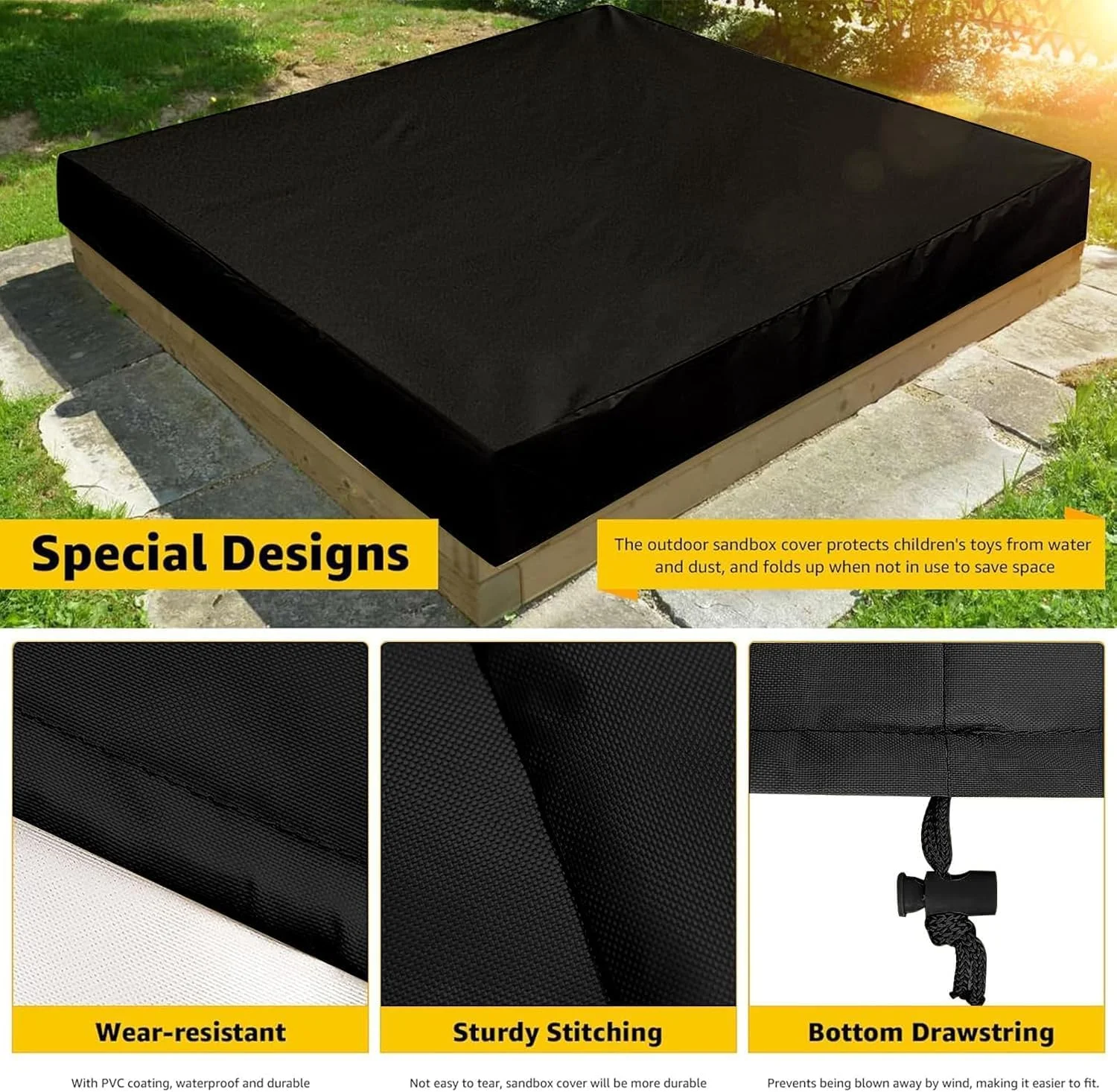 روکش جعبه شنی ABOCIDEGE، ضد آب سنگین، محافظت از شن و ماسه و اسباب بازی های جعبه شنی