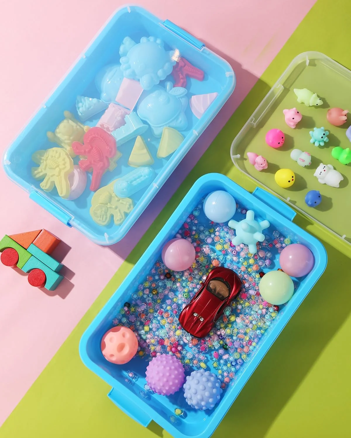 جعبه شن بازی کودک AtMini به همراه درب، اسباب بازی حسی سطل شن برای فعالیت شن بازی کودکان، سینی پلاستیکی برای آب، شن، مهره و موارد دیگر (بسته 2 عددی) جعبه شن بازی کودک AtMini به همراه درب، اسباب بازی حسی سطل شن برای فعالیت شن بازی کودکان، سینی پلاستیکی برای آب، شن، مهره و موارد دیگر (بسته 2 عددی)