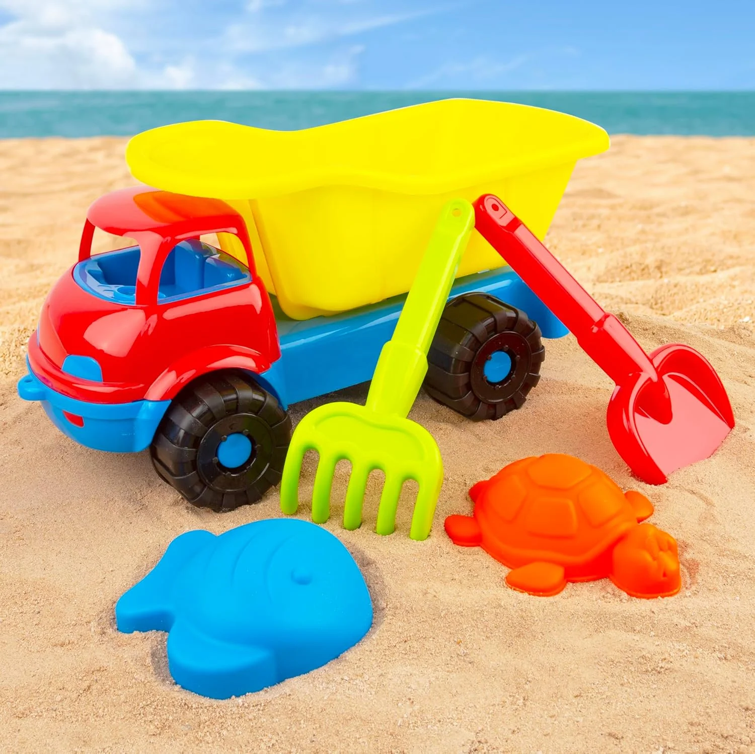 مجموعه اسباب بازی ساحلی کامیون آبعیک - اسباب بازی های بزرگ ساحلی برای کودکان 18 ماه به بالا | کامیون کمپرسی، قالب های شن، بیل و چنگک | مجموعه بازی شن و آب در فضای باز برای کودکان نوپا و کودکان مجموعه اسباب بازی ساحلی کامیون آبعیک - اسباب بازی های بزرگ ساحلی برای کودکان 18 ماه به بالا | کامیون کمپرسی، قالب های شن، بیل و چنگک | مجموعه بازی شن و آب در فضای باز برای کودکان نوپا و کودکان