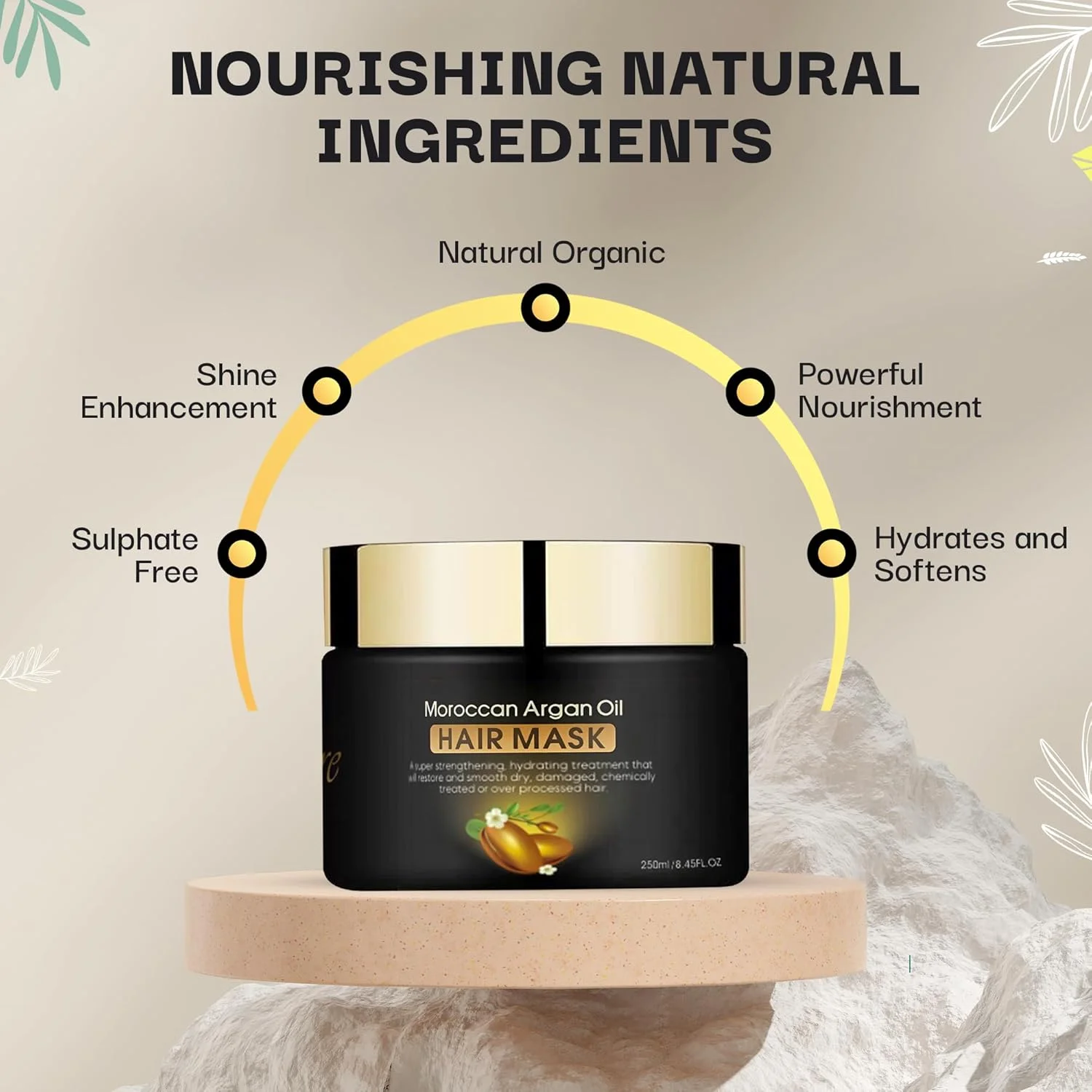 ماسک موی روغن آرگان ضد ریزش مو Couture Hair Pro - ترمیم کننده پوست سر و درمان رشد مجدد مو غنی شده با روغن آرگان، بیوتین، کراتین، ویتامین E و روغن رزماری - بدون سولفات و پارابن 250 میلی لیتر