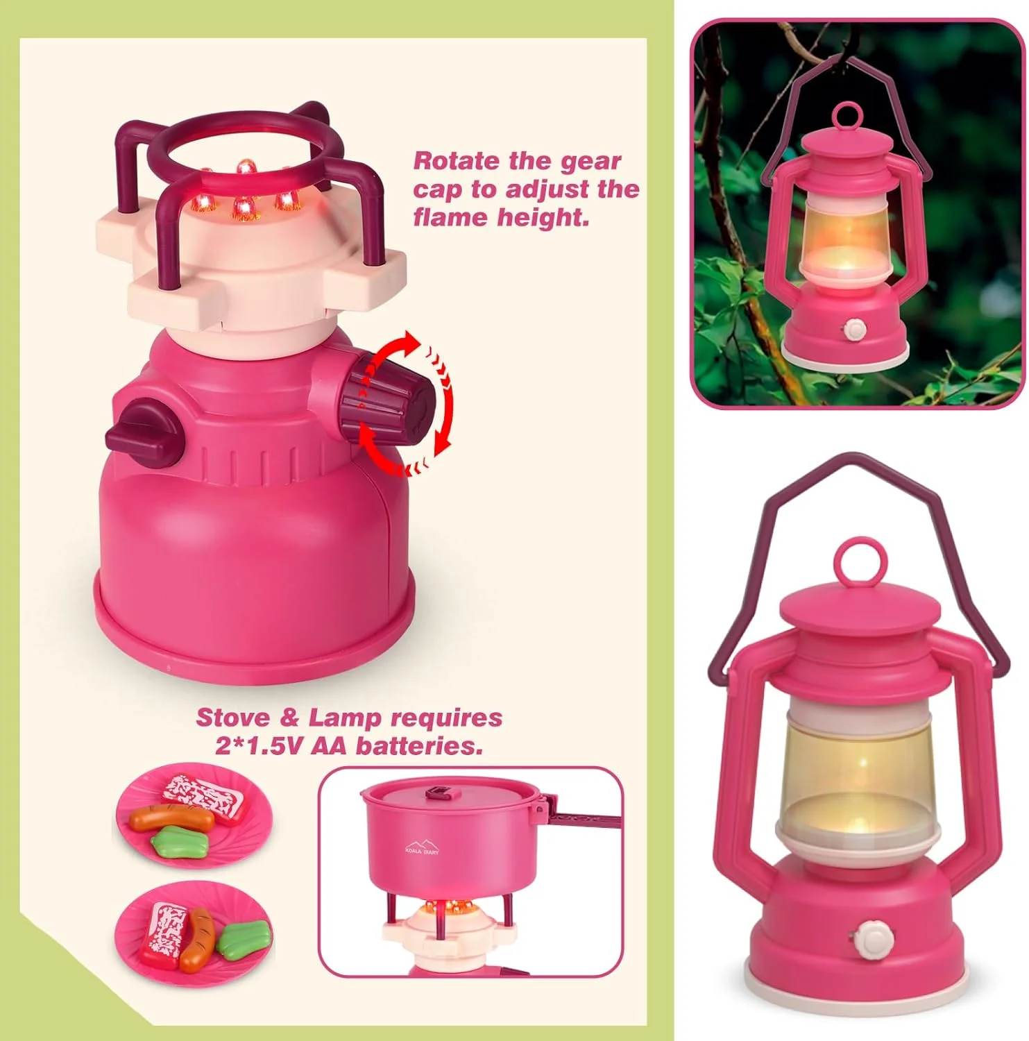 ست کمپینگ کودکان با چادر - چادر پاپ آپ، چادر بازی کودکان اسباب بازی های فضای باز ست ابزار کمپینگ هدیه برای دختران 3 4 5 6 ساله تولد کریسمس