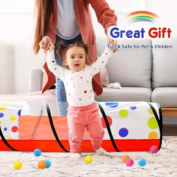 تونل بازی کودکان JANNAH مناسب خردسالان برای خزیدن در داخل و خارج از منزل، چادر بازی تاشو (قرمز) تونل بازی کودکان JANNAH مناسب خردسالان برای خزیدن در داخل و خارج از منزل، چادر بازی تاشو (قرمز)