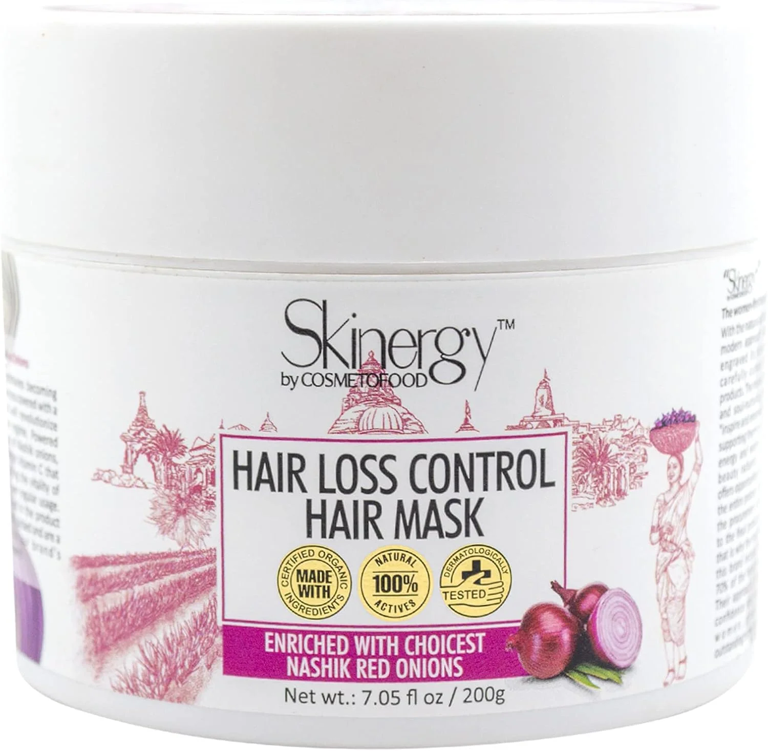 ماسک درمان مو Cosmetofood Skinergy برای کنترل ریزش مو غنی شده با پیاز قرمز و ویتامین A و E برای رشد و احیای مو 200 گرم