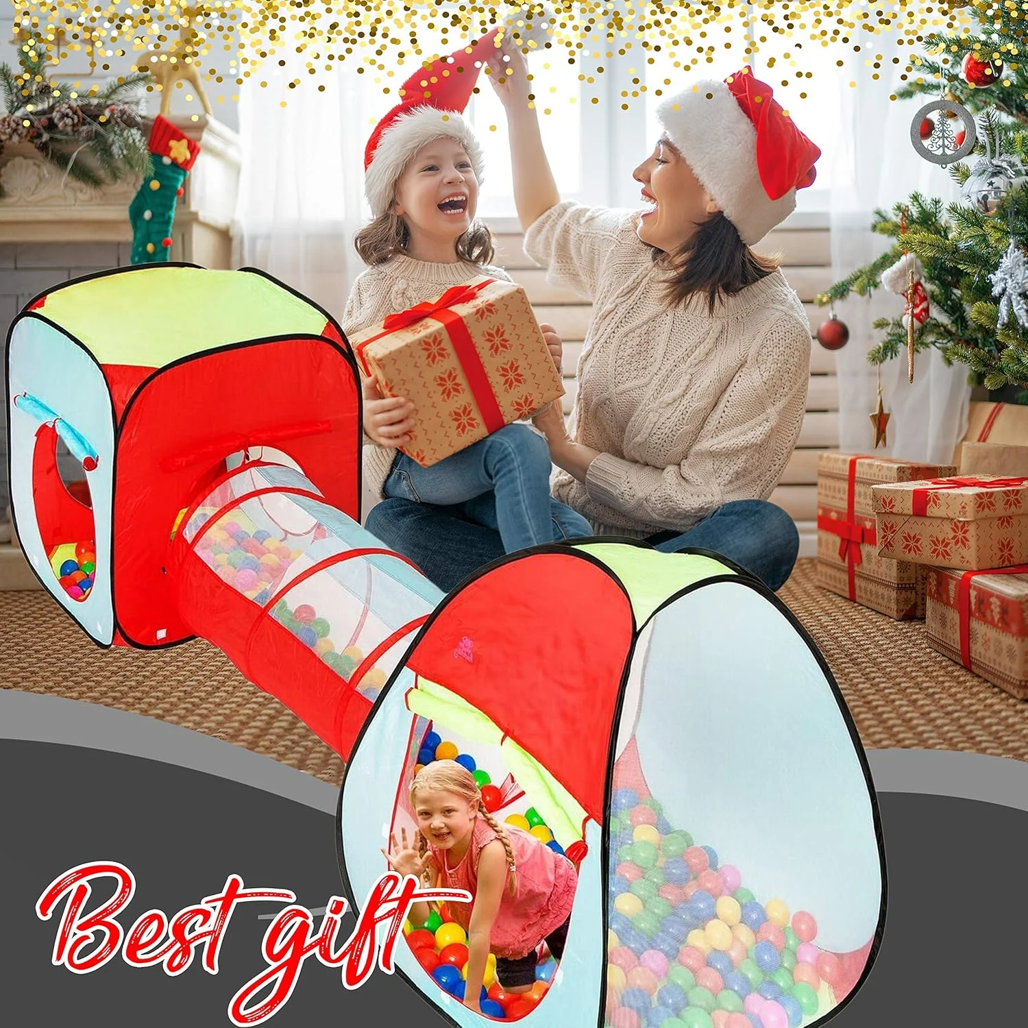 مجموعه سه تکه چادر بازی کودک کیددی، تونل خزیدن و استخر توپ - چادر بازی بادوام پاپ آپ برای پسران، دختران، نوزادان، کودکان نوپا و حیوانات خانگی - برای استفاده در داخل و خارج از منزل، با کیف حمل، عالی
