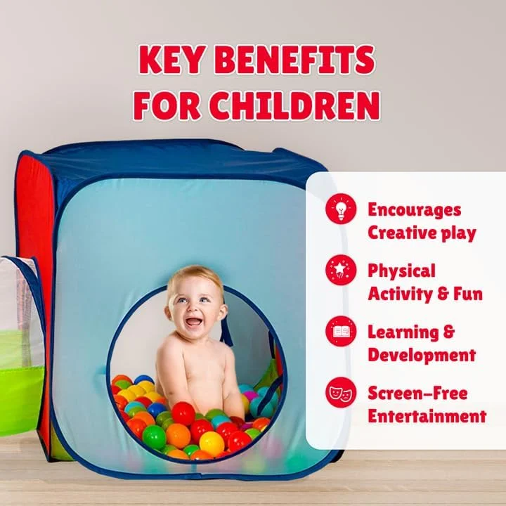 مجموعه سه تکه چادر بازی کودک کیددی، تونل خزیدن و استخر توپ - چادر بازی بادوام پاپ آپ برای پسران، دختران، نوزادان، کودکان نوپا و حیوانات خانگی - برای استفاده در داخل و خارج از منزل، با کیف حمل، عالی